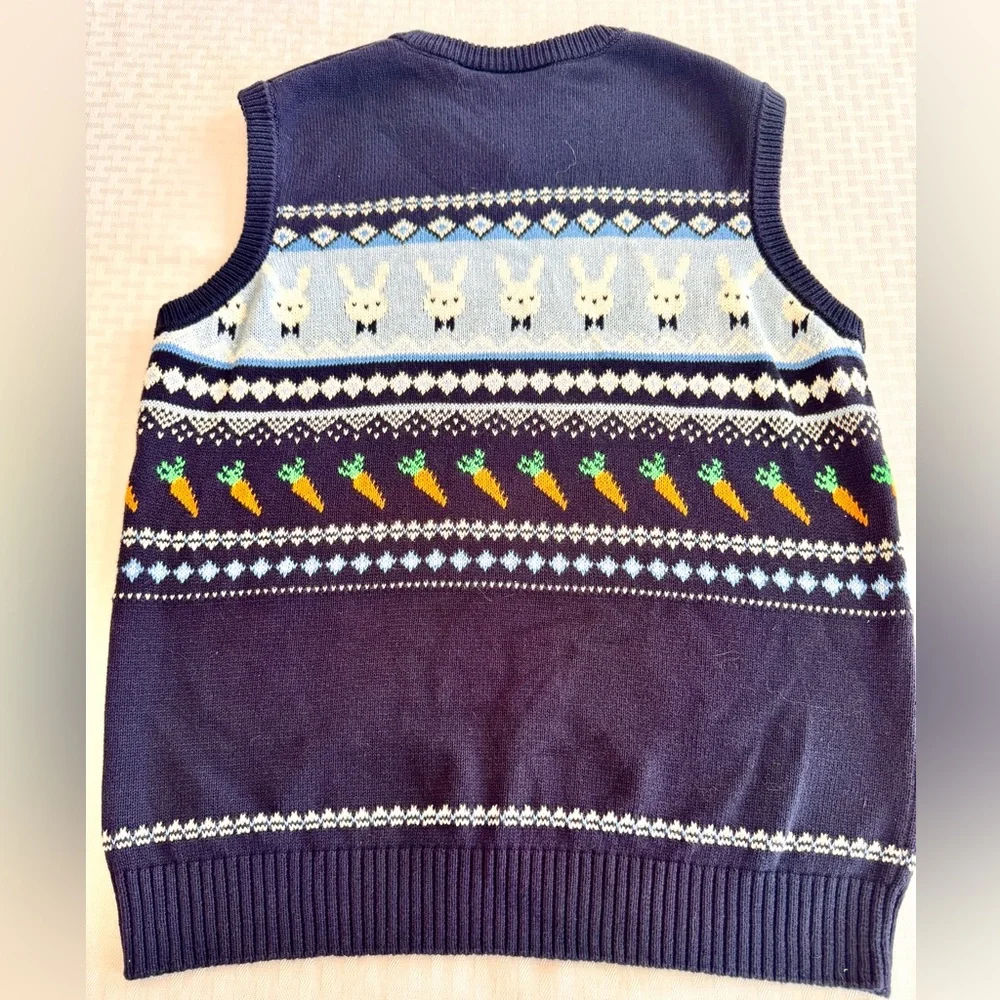 The‎ Children's Place Boys Bunny Carrot Sweater Vest Size 14 XL Easter Preppy